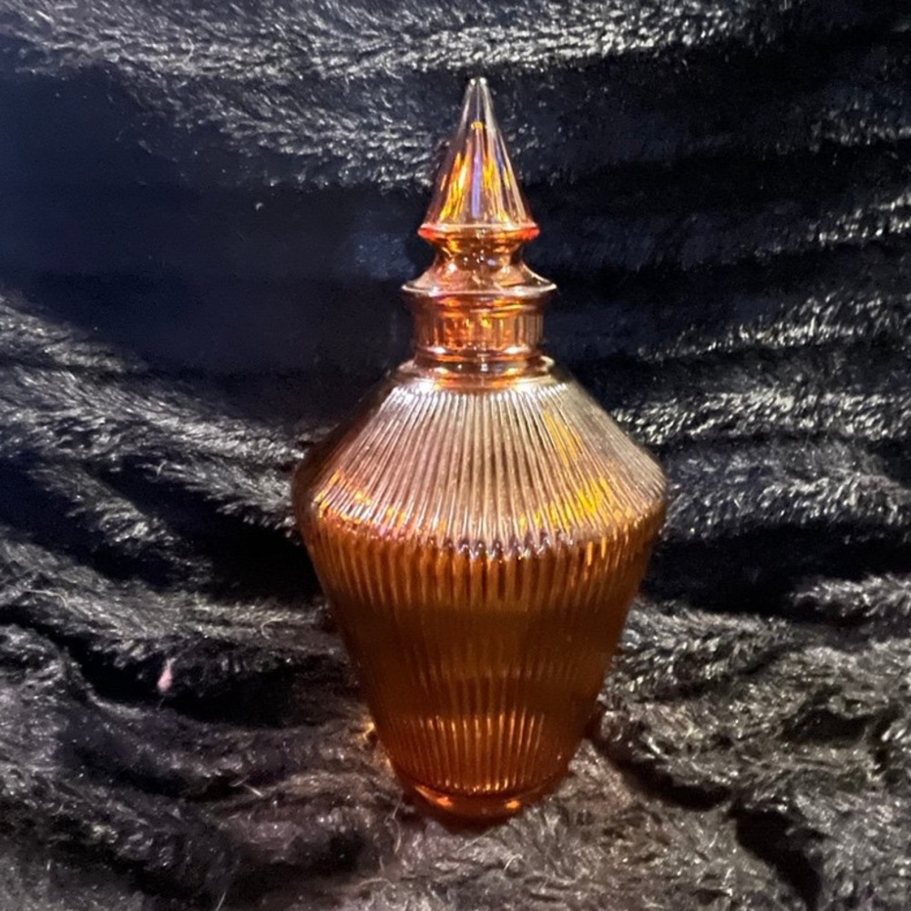 Vintage amber MCM decanter ribbed